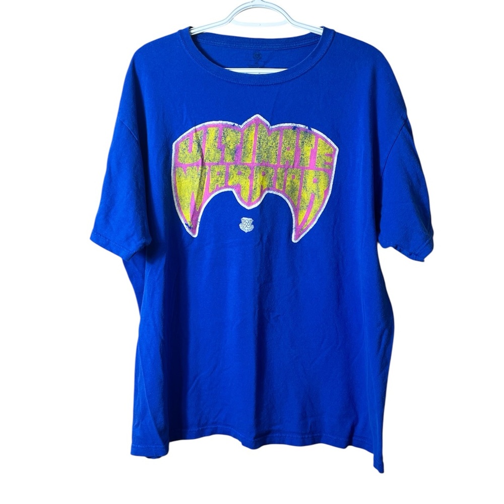 WWE Ultimate Warrior Graphic Tee Blue Size‎ XL Wrestling Legend Distressed